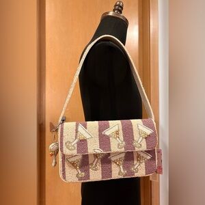Martini with Olives Beaded Shoulder Bag